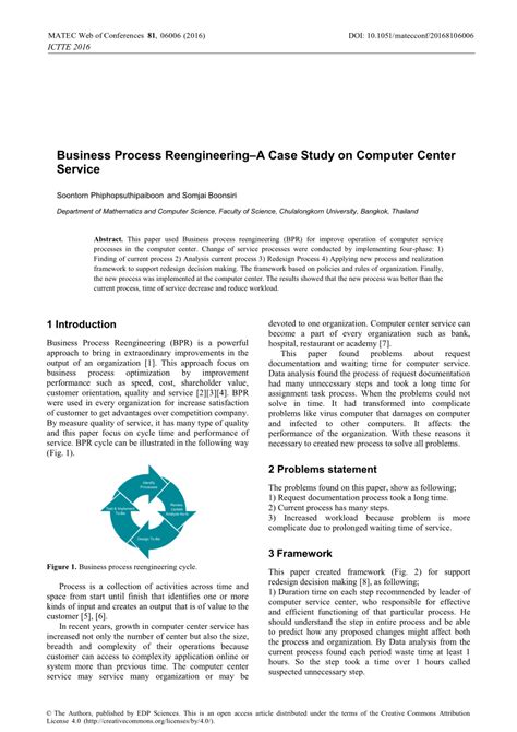 business process reengineering case study|Chapter 35. A CASE STUDY: APPLICATION OF .